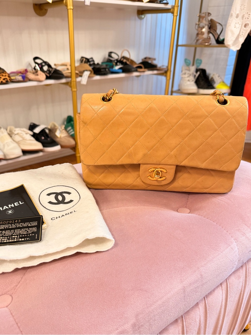 Chanel Vintage Double Flap Dark Beige Lambskin 24k gold plated handbag